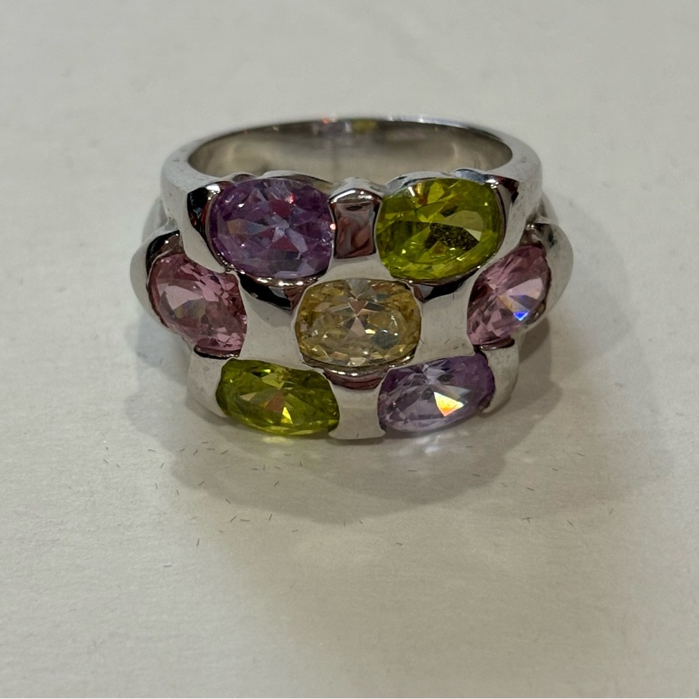SUZANNE SOMERS Vintage 925 Sterling Silver CZ Stimulated Gemstone Ring - Size 7 - Picture 3 of 7